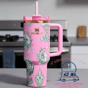 Wicked pink Stanley with lion and Glinda 40 oz Pink Tumbler  Ozian Reprise NWT